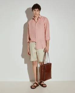 Bermudas 100% linho com bolsos|LION OF PORCHES Cheap