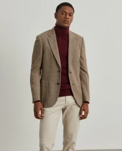 Blazer para homem slim fit com padrão de espinha e bolsos|LION OF PORCHES Flash Sale