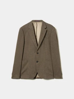 Blazer para homem slim fit com padrão de espinha e bolsos|LION OF PORCHES Flash Sale