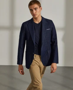 Blazer para homem slim fit denim com bolsos|LION OF PORCHES Clearance