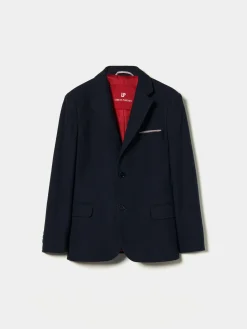 Blazer piqué com detalhes em vermelho|LION OF PORCHES Outlet