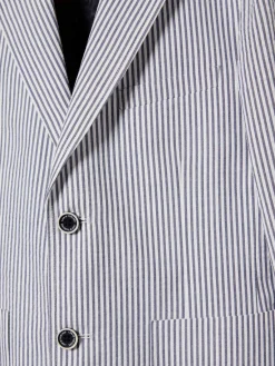Blazer às riscas de popelina|LION OF PORCHES Store
