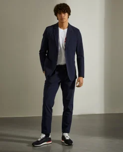 Blazer slim fit com textura de riscas seersucker|LION OF PORCHES Hot