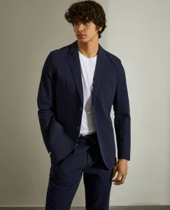 Blazer slim fit com textura de riscas seersucker|LION OF PORCHES Hot