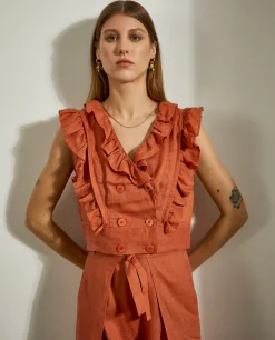 Blusa curta folhos|LION OF PORCHES Cheap