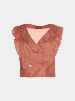 Blusa curta folhos|LION OF PORCHES Cheap