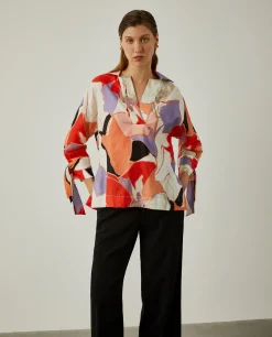 Blusa de algodão com padrão abstrato|LION OF PORCHES Shop