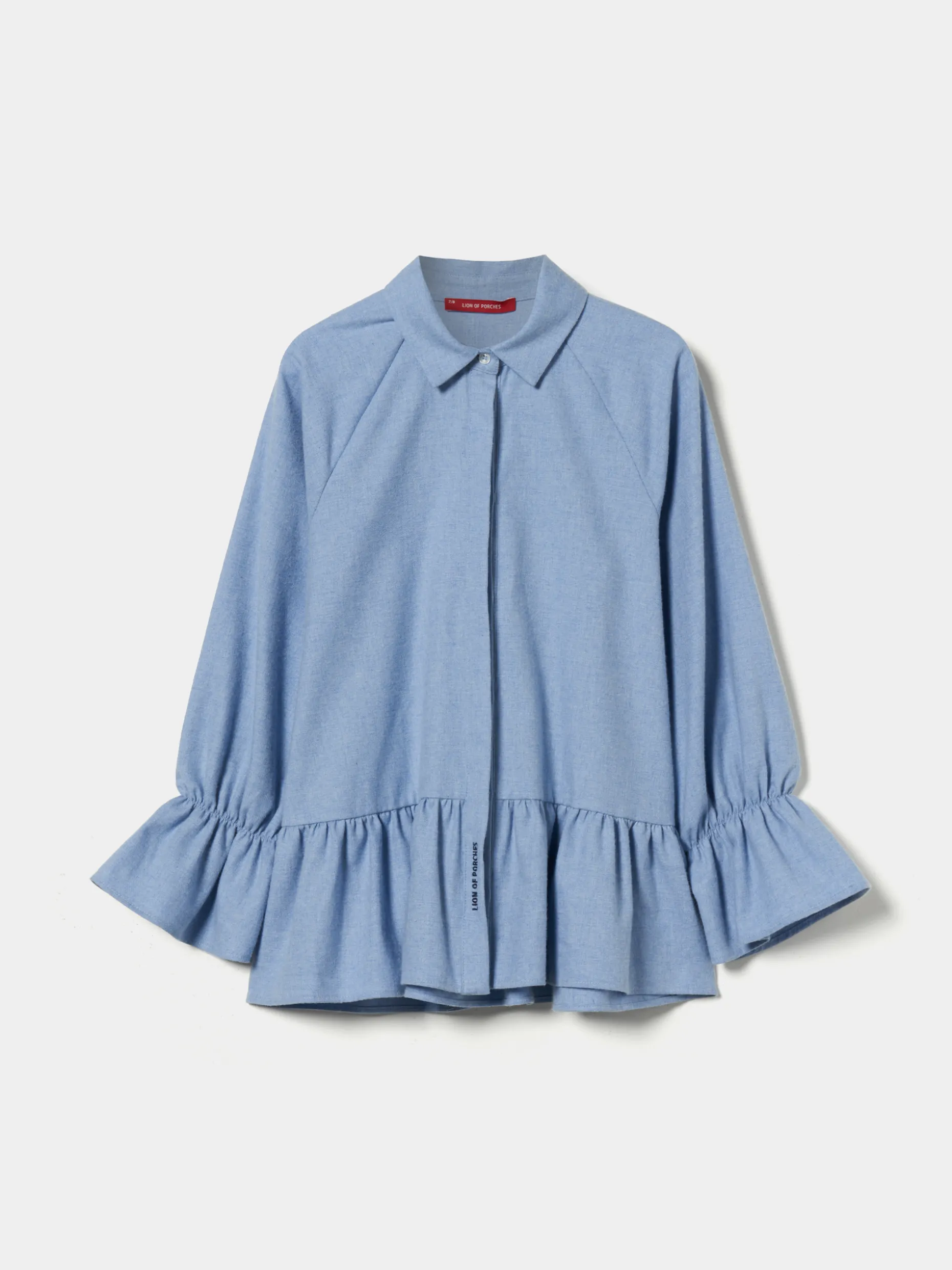 Blusa de manga comprida com folhos|LION OF PORCHES Store
