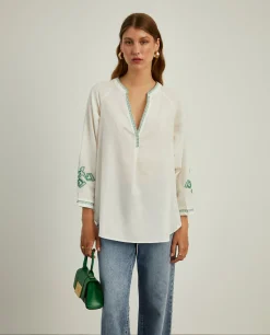Blusa decote em V com bordado|LION OF PORCHES New