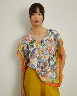 Blusa estilo poncho com padrão tropical|LION OF PORCHES Outlet