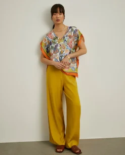 Blusa estilo poncho com padrão tropical|LION OF PORCHES Outlet