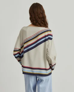 Blusa fluida de manga comprida às riscas|LION OF PORCHES Store