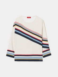 Blusa fluida de manga comprida às riscas|LION OF PORCHES Store