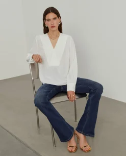 Blusa fluida decote em V|LION OF PORCHES Flash Sale