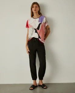 Blusa manga curta com padrão abstrato|LION OF PORCHES New