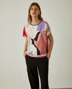 Blusa manga curta com padrão abstrato|LION OF PORCHES New