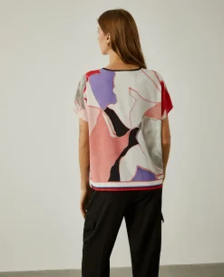 Blusa manga curta com padrão abstrato|LION OF PORCHES New
