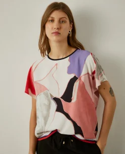 Blusa manga curta com padrão abstrato|LION OF PORCHES New