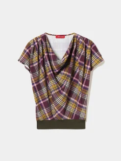 Blusa manga curta tartan|LION OF PORCHES Clearance