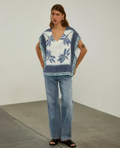 Blusa poncho com estampado|LION OF PORCHES Flash Sale