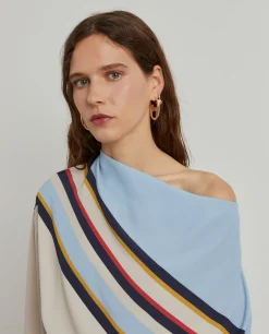 Blusa às riscas com drapeado|LION OF PORCHES Outlet