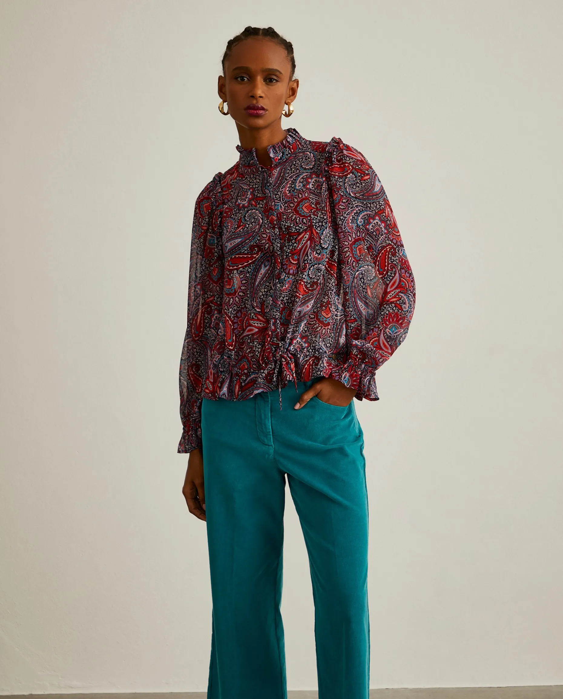 Blusa semitransparente com padrão cornucópias|LION OF PORCHES Hot