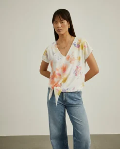 Blusa tie-dye com decote em V|LION OF PORCHES Shop