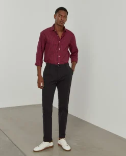 Calças chino regular fit com pregas|LION OF PORCHES Online