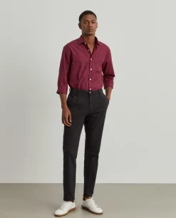 Calças chino regular fit com pregas|LION OF PORCHES Online