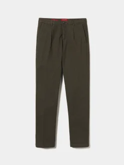 Calças chino regular fit com pregas|LION OF PORCHES Fashion