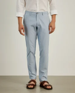 Calças chino slim fit padrão de riscas|LION OF PORCHES Best Sale