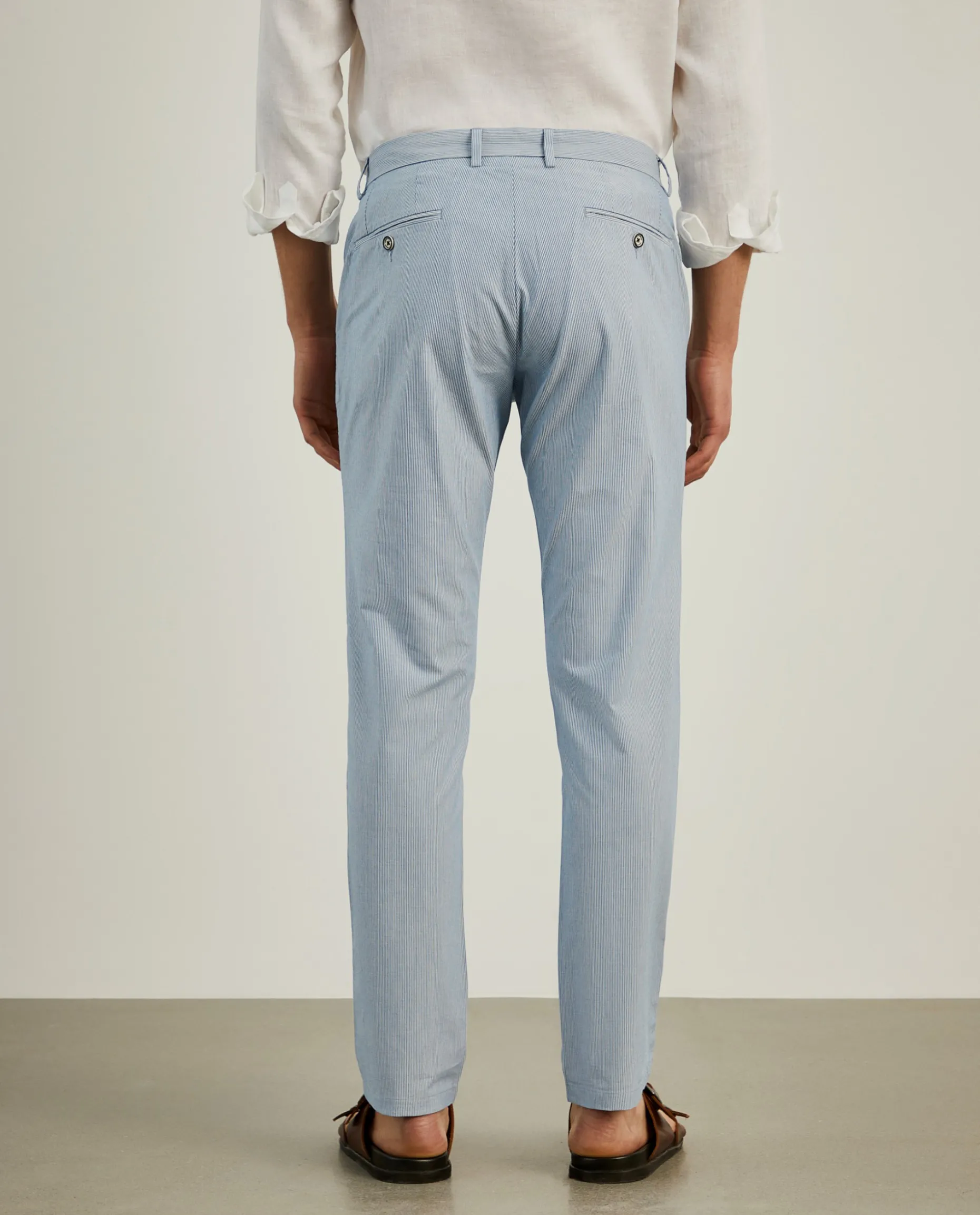 Calças chino slim fit padrão de riscas|LION OF PORCHES Best Sale