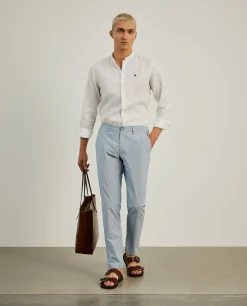 Calças chino slim fit padrão de riscas|LION OF PORCHES Best Sale