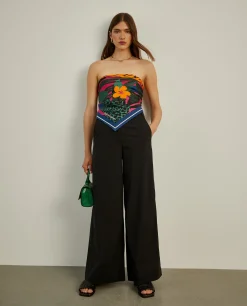 Calças culotte com cintura ajustável|LION OF PORCHES Fashion