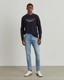 Calças de ganga slim fit de cinco bolsos|LION OF PORCHES Clearance