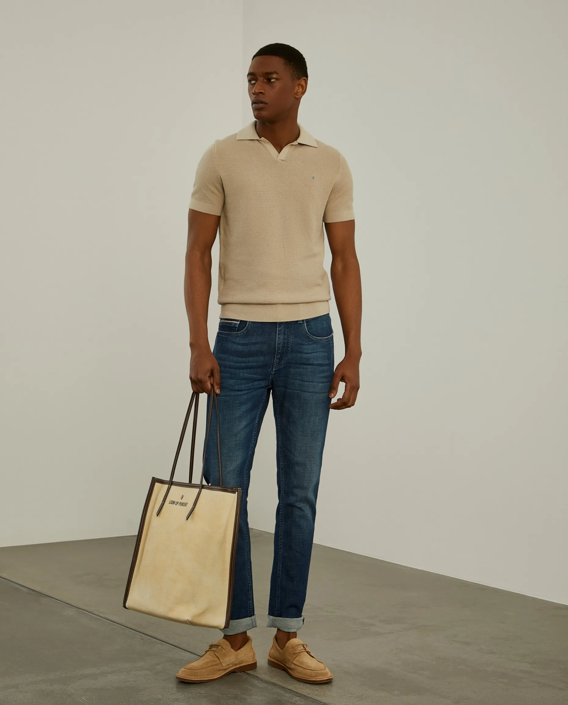 Calças denim lavagem escura slim fit|LION OF PORCHES Best Sale