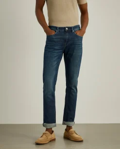 Calças denim lavagem escura slim fit|LION OF PORCHES Best Sale