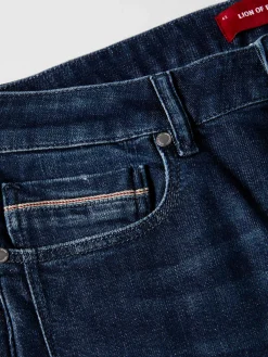 Calças denim lavagem escura slim fit|LION OF PORCHES Best Sale