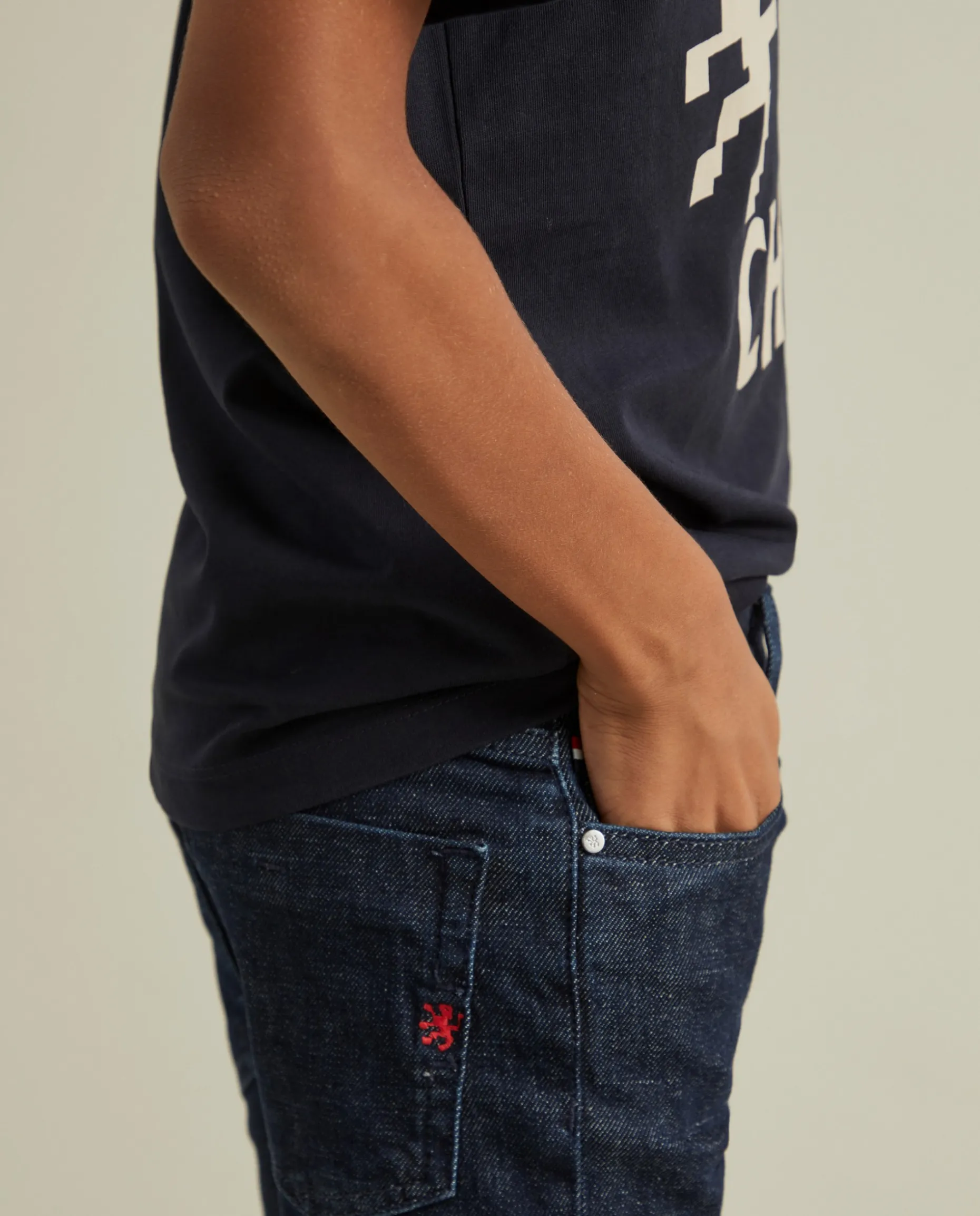 Calças denim lavagem escura|LION OF PORCHES Store