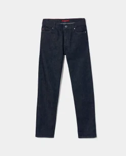 Calças denim lavagem escura|LION OF PORCHES Store