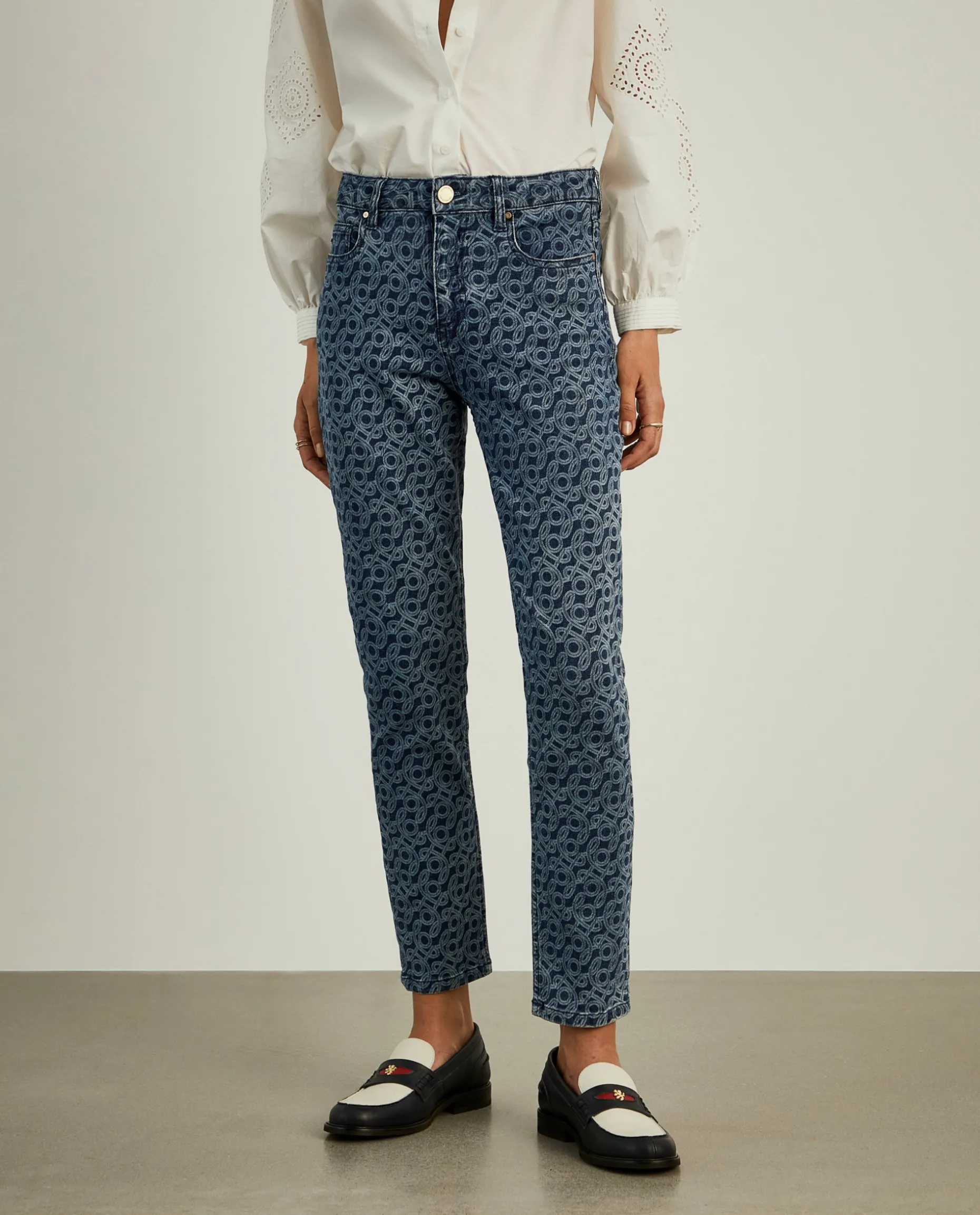 Calças denim regular fit com monograma|LION OF PORCHES Best Sale