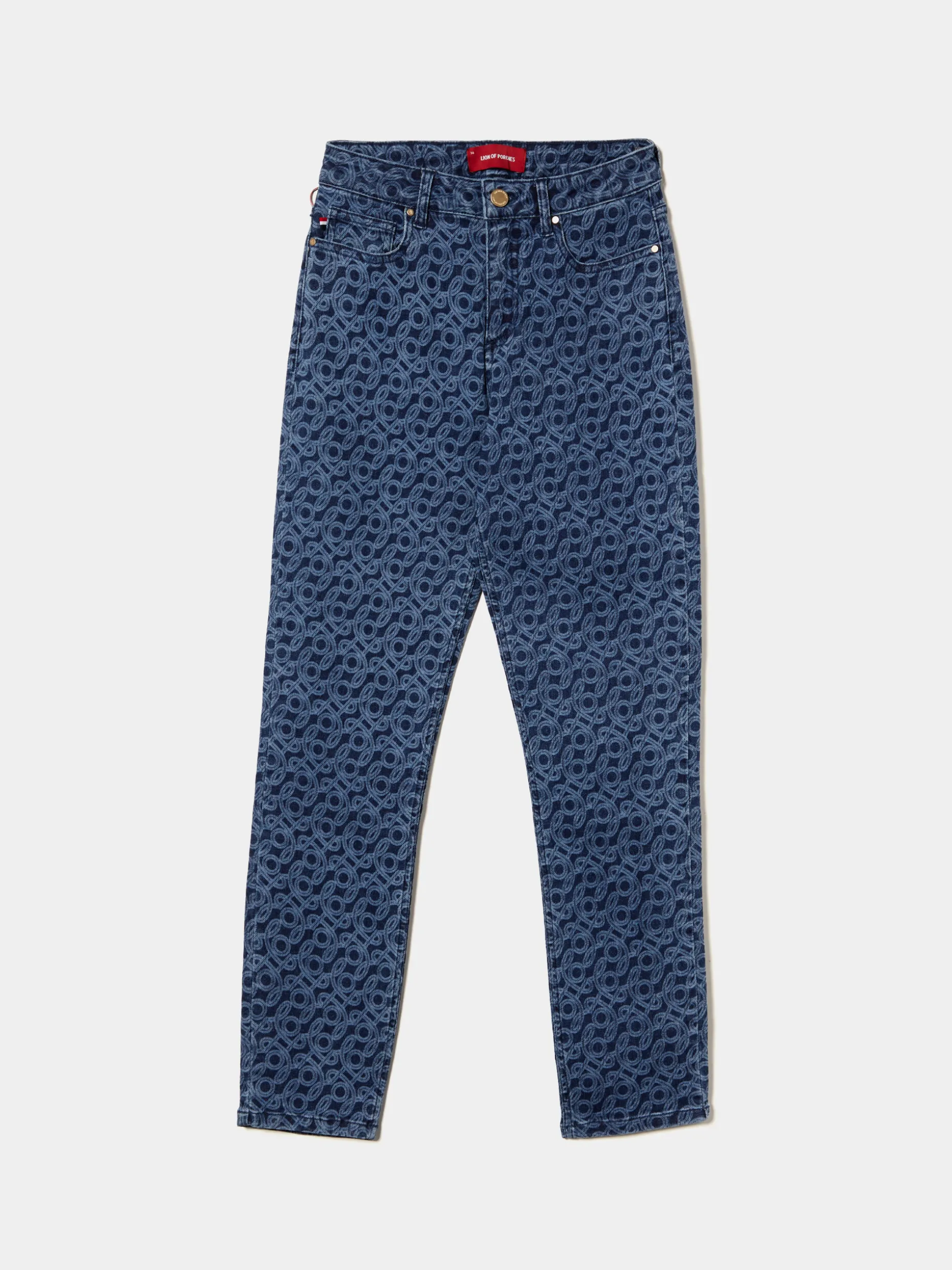 Calças denim regular fit com monograma|LION OF PORCHES Best Sale