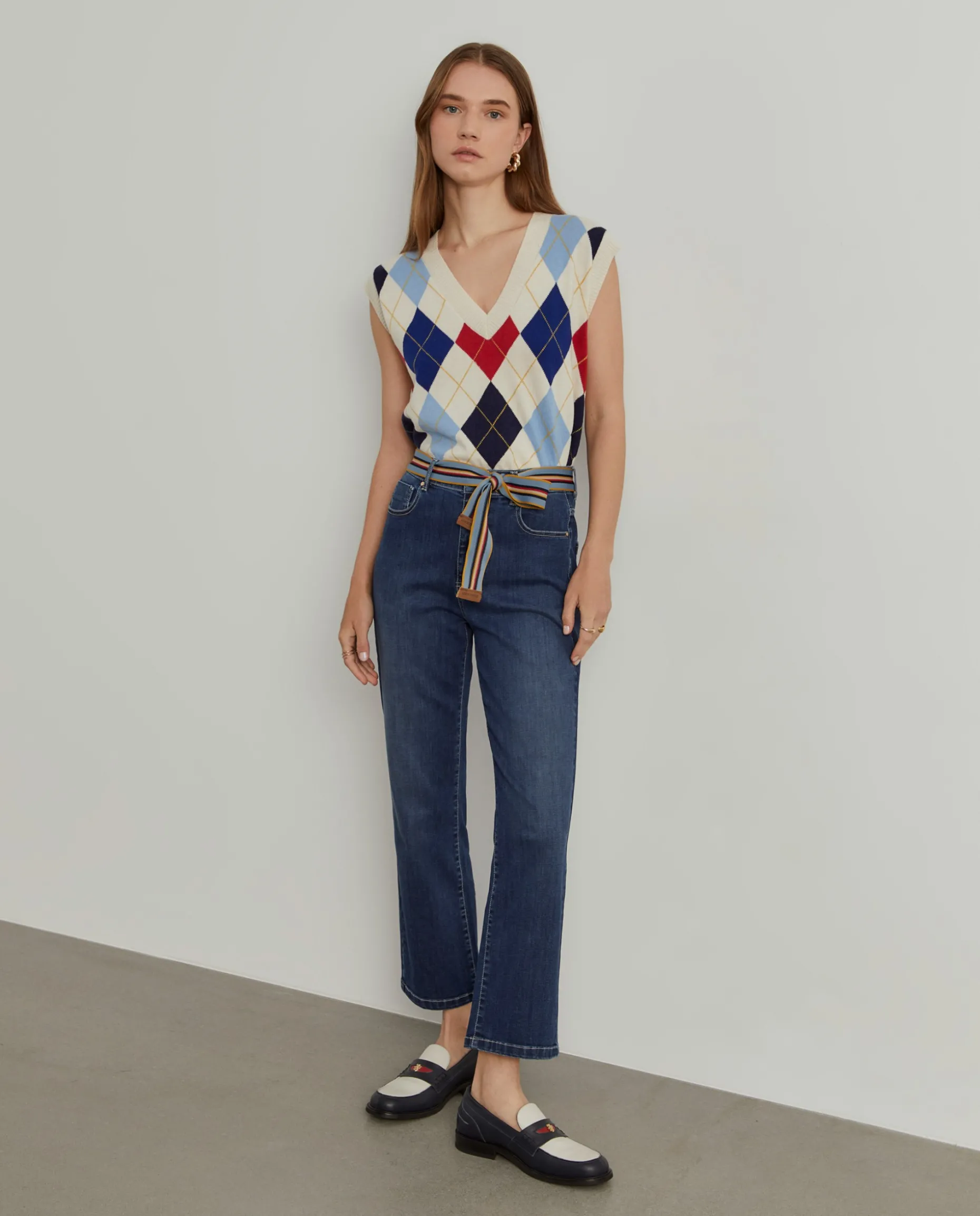 Calças denim regular fit com cinto|LION OF PORCHES New