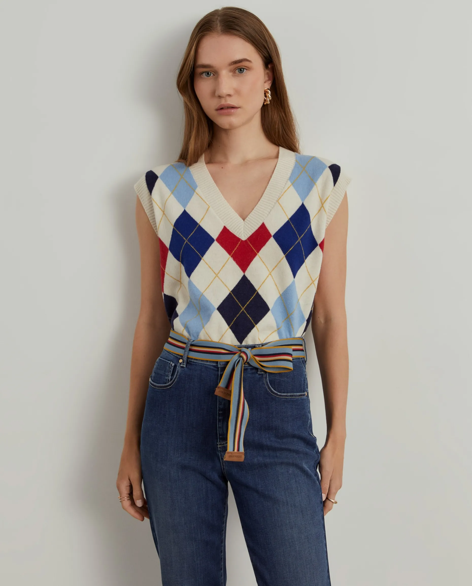 Calças denim regular fit com cinto|LION OF PORCHES New