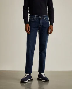 Calças denim regular fit lavagem escura|LION OF PORCHES Fashion