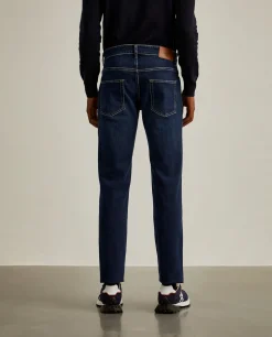 Calças denim regular fit lavagem escura|LION OF PORCHES Fashion