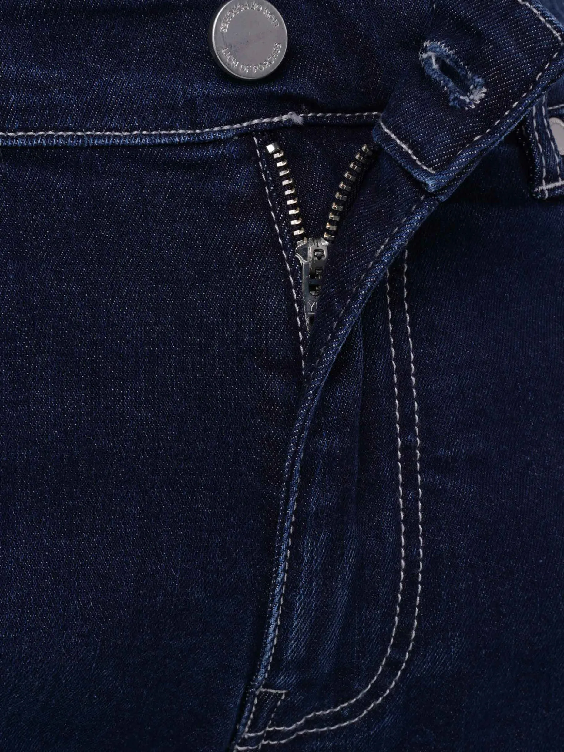 Calças denim regular fit lavagem escura|LION OF PORCHES Fashion