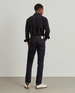 Calças denim regular fit lavagem escura|LION OF PORCHES Store