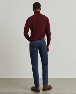 Calças denim regular fit lavagem escura|LION OF PORCHES Fashion