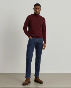 Calças denim regular fit lavagem escura|LION OF PORCHES Fashion